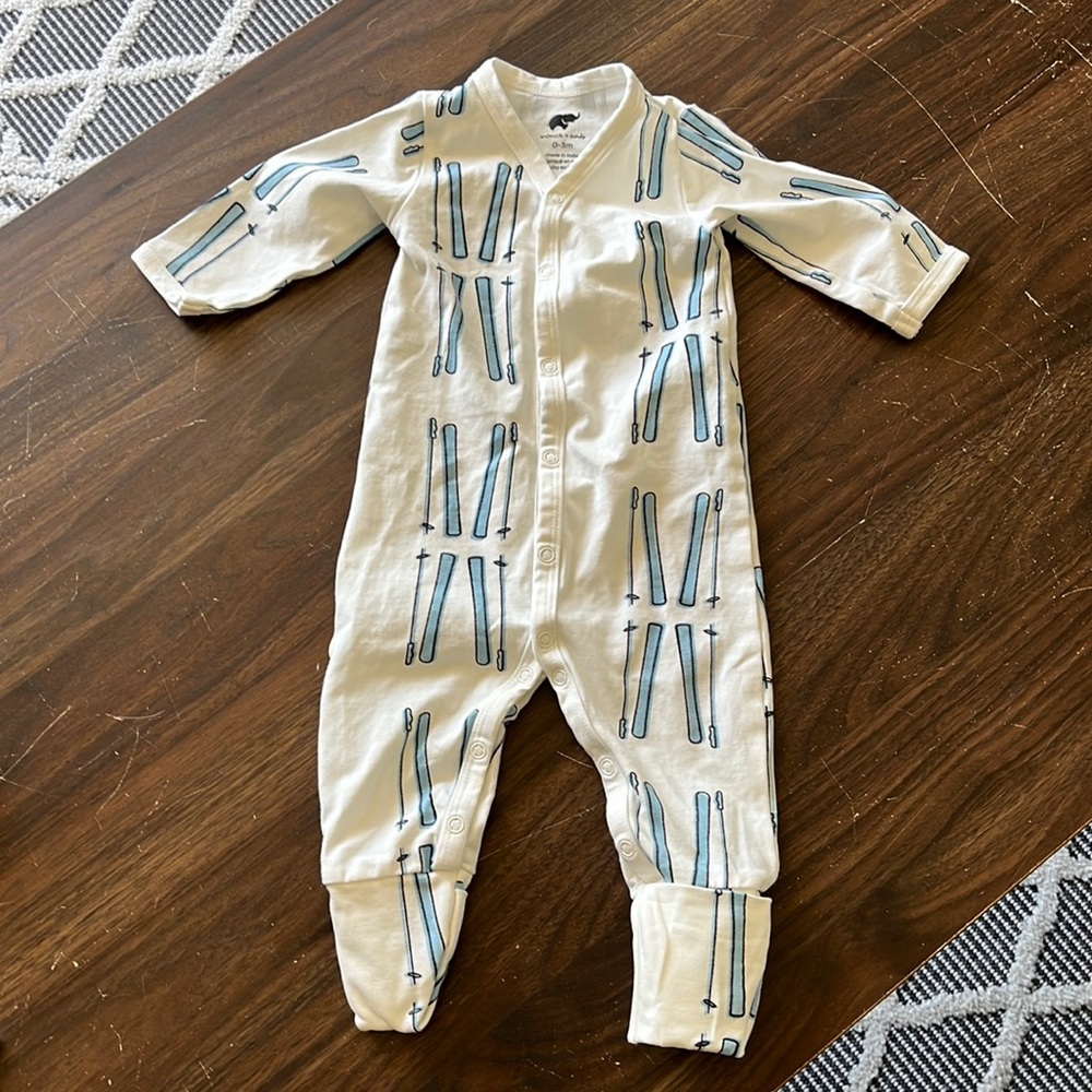 Monica + Andy Ski Print Snap Convertible Pajama 0-3m